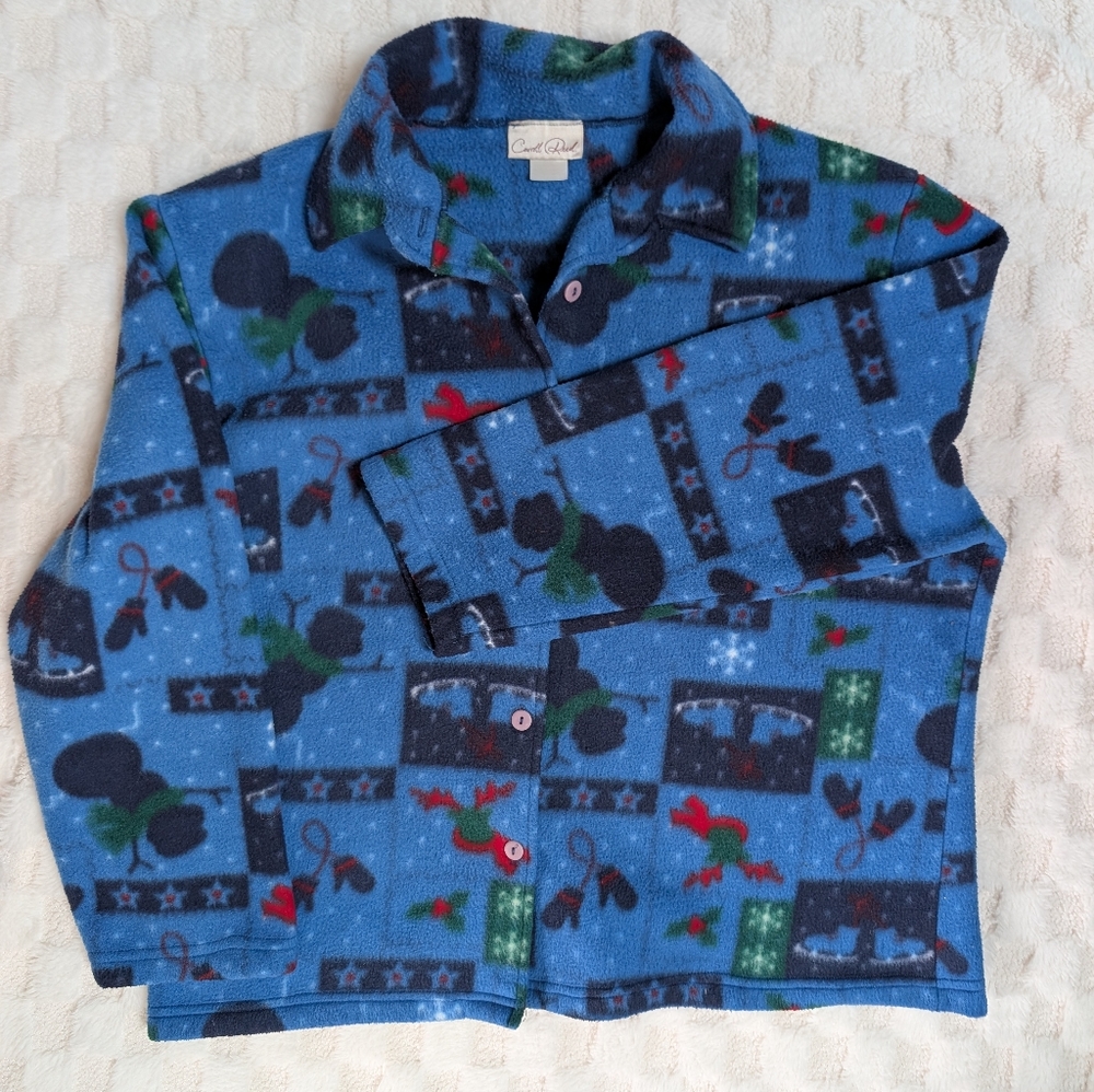 Blue holiday Patterned Button-Up Fleece - Picture 10 of 10